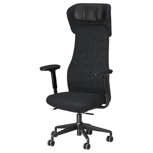 GRÖNFJÄLL Office chair with arm/headrest, Letafors grey/black