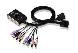 Aten 2-Port USB DVI/Audio Cable KVM Switch with Remote Port Selector