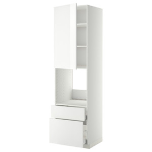 METOD / MAXIMERA Hi cab f ov w dr/2 frnt/1 m/1 h drw, white/Ringhult white, 60x60x220 cm