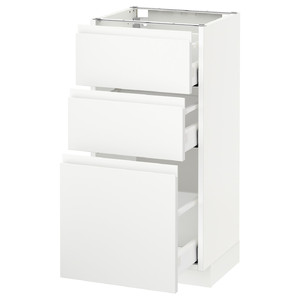 METOD / MAXIMERA Base cabinet with 3 drawers, white, Voxtorp matt white white, 40x37 cm