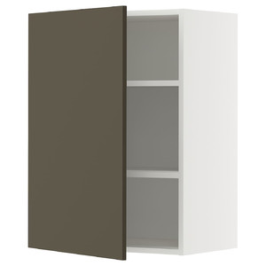 METOD Wall cabinet with shelves, white/Havstorp brown-beige, 60x80 cm