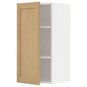 METOD Wall cabinet with shelves, white/Forsbacka oak, 40x80 cm