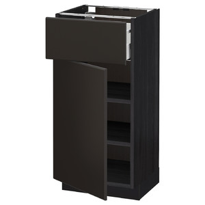 METOD / MAXIMERA Base cabinet with drawer/door, black/Kungsbacka anthracite, 40x37 cm