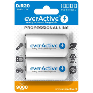 EverActive Ni-MH Batteries 1.2V D/R20 10000mAh Professional Line, 2 pack