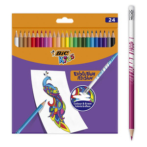 BIC Erasable Coloured Pencils Evolution Illusion 24 Colours