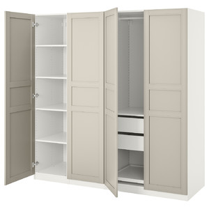 PAX / FLISBERGET Wardrobe, white/light beige, 200x60x201 cm