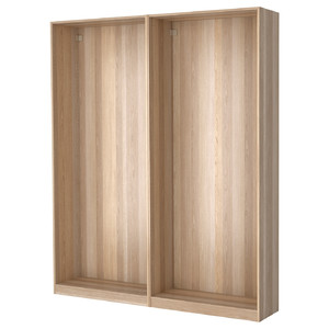 PAX 2 wardrobe frames, white stained oak effect, 200x35x236 cm