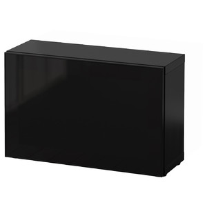 BESTÅ Shelf unit with glass door, black-brown, Glassvik black/smoked glass, 60x20x38 cm