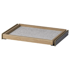KOMPLEMENT Pull-out tray with drawer mat, white stained oak effect/light grey, 50x35 cm