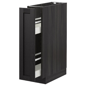METOD Base cabinet/pull-out int fittings, black/Lerhyttan black stained, 20x61.9x88 cm