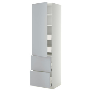 METOD / MAXIMERA Hi cab w shlvs/4 drawers/dr/2 frnts, white/Veddinge grey, 60x60x220 cm