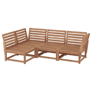 NÄMMARÖ Modular corner sofa, 3-seat, outdoor light brown stained