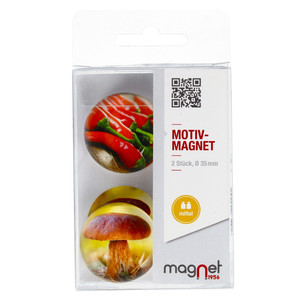Glass Motiv Magnet 3.5cm 2pcs Pepper/Mushroom
