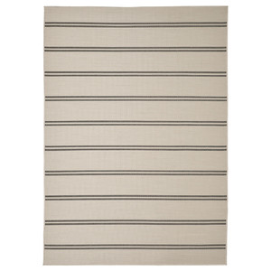 VIRKLUND Rug flatwoven, in/outdoor, beige/dark grey, 160x230 cm