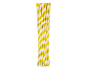 Paper Flexible Drinking Straws 12pcs, yellow stripes