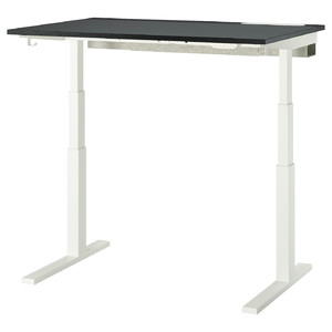 MITTZON Desk sit/stand, electric black stained ash veneer/black white, 120x80 cm