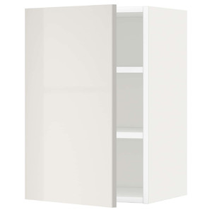 METOD Wall cabinet with shelves, white/Ringhult light grey, 40x60 cm