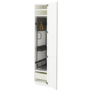 METOD / MAXIMERA High cabinet with cleaning interior, white Enköping/white wood effect, 40x60x200 cm