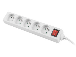 Lanberg Power Strip 5xFR, with circut breaker, full CU, 1.5m, white