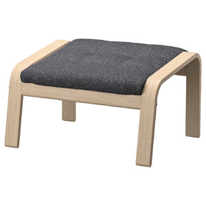 POÄNG Footstool, white stained oak veneer/Gunnared dark grey