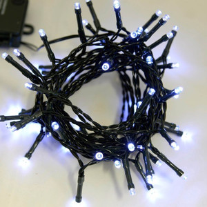 Christmas Lights In-/Outdor 60 LED 5.9m, battery-operated, timer, cool white
