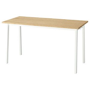MITTZON Conference table, oak veneer/white, 140x68x75 cm