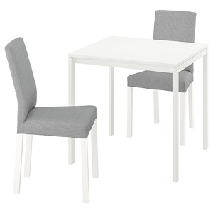 MELLTORP / KÄTTIL Table and 2 chairs, white/Knisa light grey, 75 cm