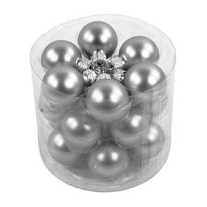 Christmas Baubles Set 3cm, silver, glass, 18pcs