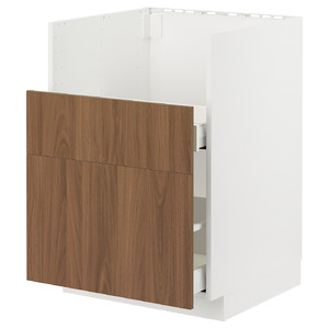 METOD / MAXIMERA Base cab f TALLSJÖN sink, white/Tistorp brown walnut effect, 60x60 cm