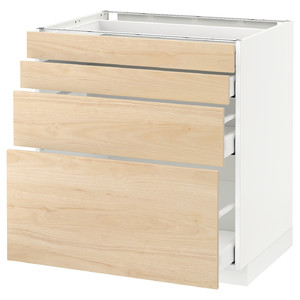 METOD / MAXIMERA Base cabinet with 4 drawers, white, Askersund light ash effect, 80x60 cm