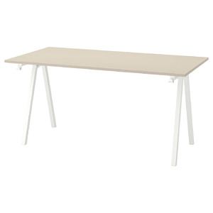 TROTTEN Desk, beige/white, 160x80 cm