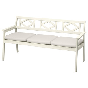 BONDHOLMEN Bench with backrest, outdoor, white/beige/Frösön/Duvholmen beige