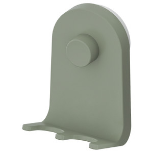 ÖBONÄS Triple hook with suction cup, grey-green, 7x11 cm