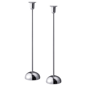 STOCKHOLM Candlestick, stainless steel, 40 cm, 2 pack