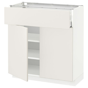 METOD / MAXIMERA Base cabinet with drawer/2 doors, white/Veddinge white, 80x37 cm