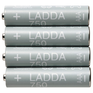 LADDA Rechargeable battery, HR03 AAA 1.2V, 750mAh