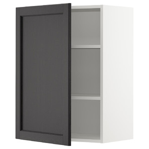 METOD Wall cabinet with shelves, white/Lerhyttan black stained, 60x80 cm