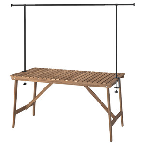 ASKHOLMEN / HELGEÖ Table with decorating rod, outdoor dark brown/black, 143 cm