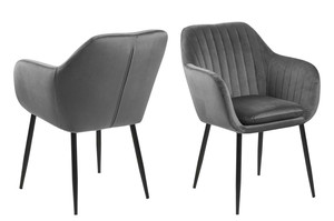 Upholstered Chair Emilia Velvet, 1pc, dark grey/black