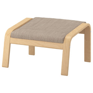 POÄNG Footstool, birch veneer, Hillared beige