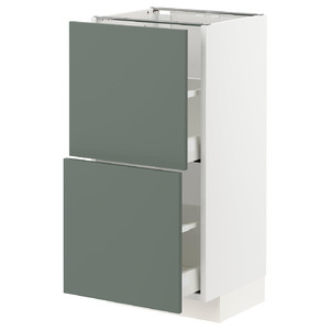 METOD / MAXIMERA Base cabinet with 2 drawers, white/Bodarp grey-green, 40x37 cm