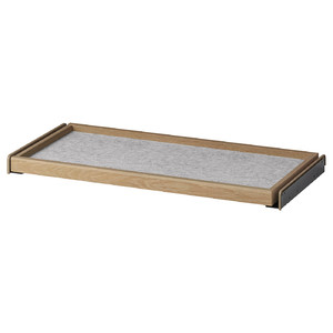 KOMPLEMENT Pull-out tray with drawer mat, white stained oak effect/light grey, 75x35 cm