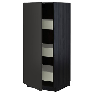 METOD / MAXIMERA High cabinet with drawers, black/Nickebo matt anthracite, 60x60x140 cm