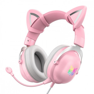 Onikuma Gaming Headset Headphones CAT EAR X11, pink
