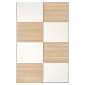 MEHAMN Pair of sliding doors, double sided/white stained oak effect white, 150x236 cm