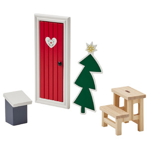 VINTERFINT 4-piece decoration set, christmas elf door mixed colours