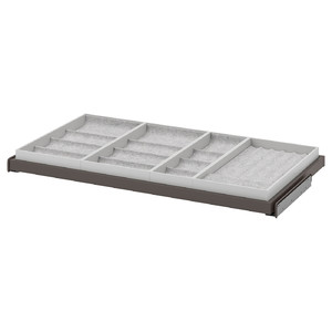 KOMPLEMENT Pull-out tray with insert, dark grey/light grey, 100x58 cm