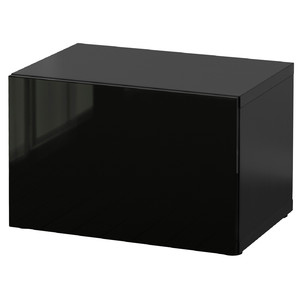 BESTÅ Shelf unit with door, black-brown, Selsviken high-gloss/black, 60x40x38 cm