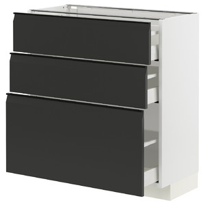METOD / MAXIMERA Base cabinet with 3 drawers, white/Upplöv matt anthracite, 80x37 cm