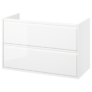 ÄNGSJÖN Wash-stand with drawers, high-gloss white, 100x48x63 cm
